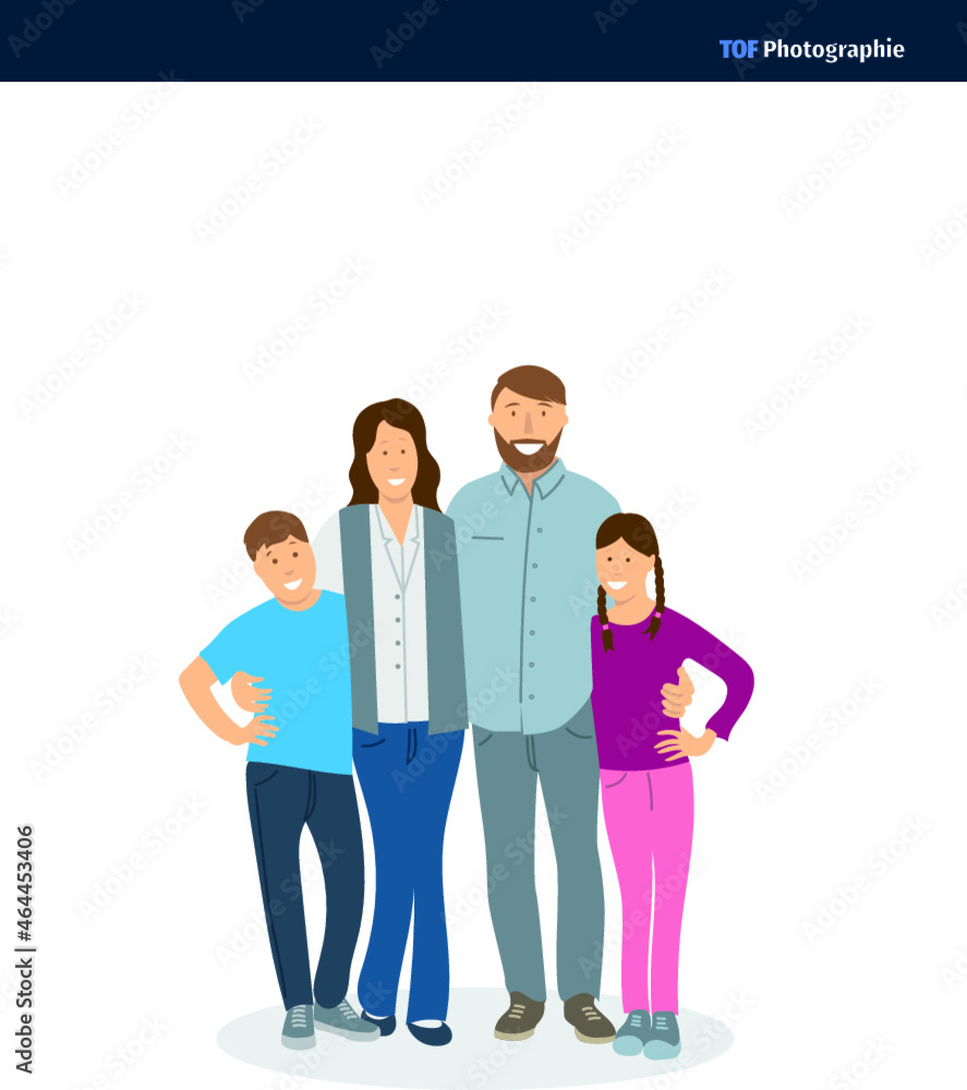 Obraz premium Dessin vectoriel d'une famille heureuse façon bande dessinée ou dessin animé