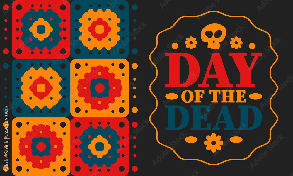 Day of the Dead in November. A holiday dedicated to the memory of the dead. Celebrate annual in Mexico and other Latin American countries. Mexican and Hispanic tradition pattern and texture with skull Day of the Dead in November. A holiday dedicated to the memory of the dead. Celebrate annual in Mexico and other Latin American countries. Mexican and Hispanic tradition pattern and texture with skull