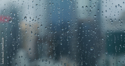 Rain drop on window glass
