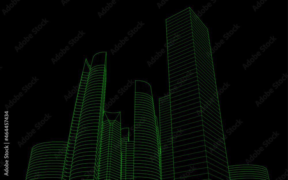 City architecture digital drawing