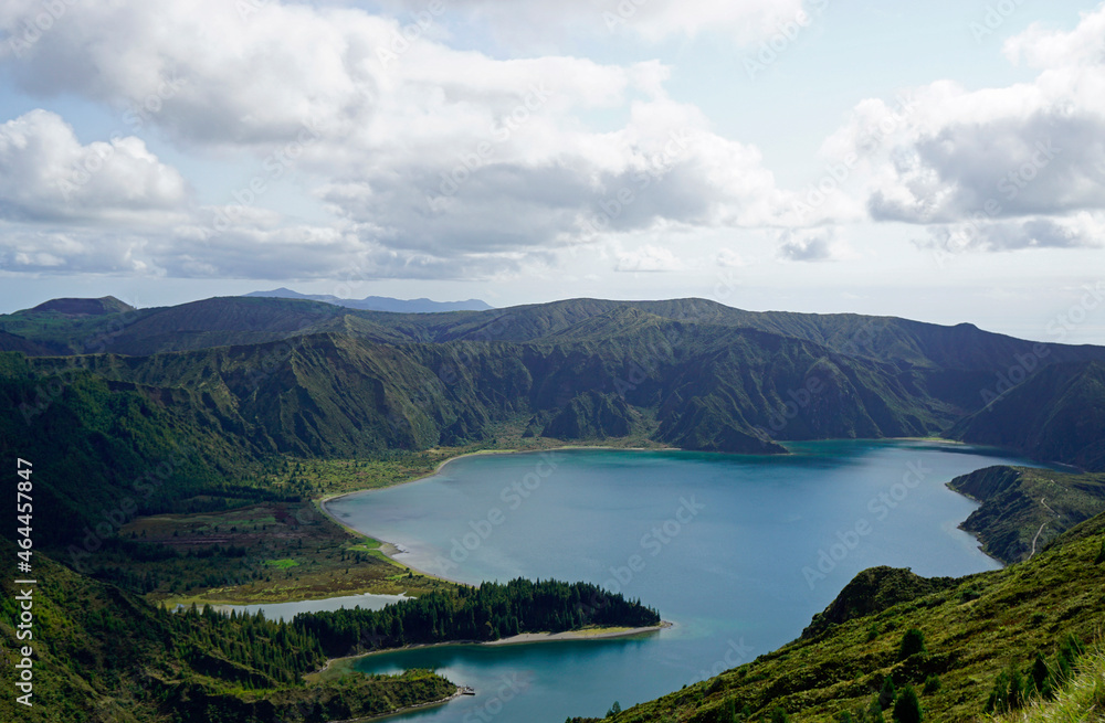 Naklejka premium viewpoint over lake fogo on the azores