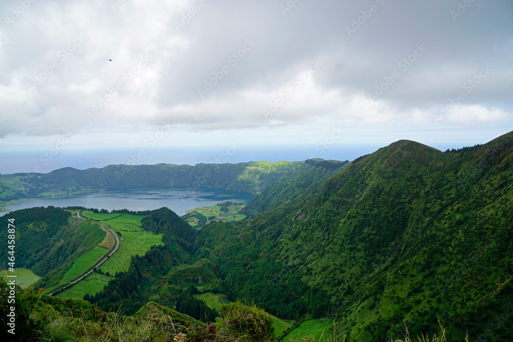 amazing green landscape on the azores islands