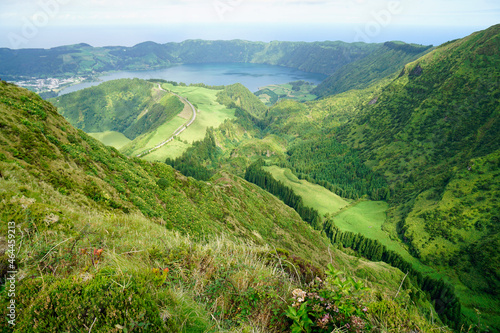 amazing green landscape on the azores islands