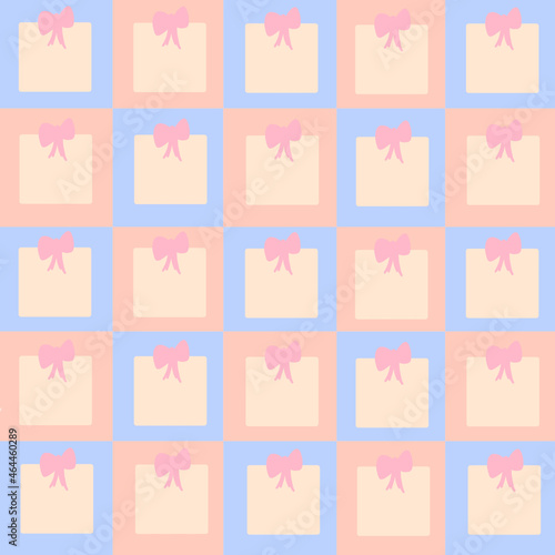 seamless pattern with pink and white gifts square plaid pastel