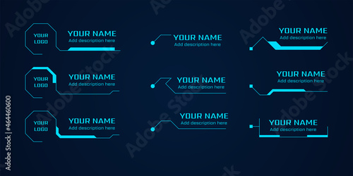 Circle Abstract digital technology UI/UX Futuristic HUD, FUI, Virtual Interface. Callouts titles and frame in Sci- Fi style. Bar labels, info call box bars. Futuristic info boxes layout templates.