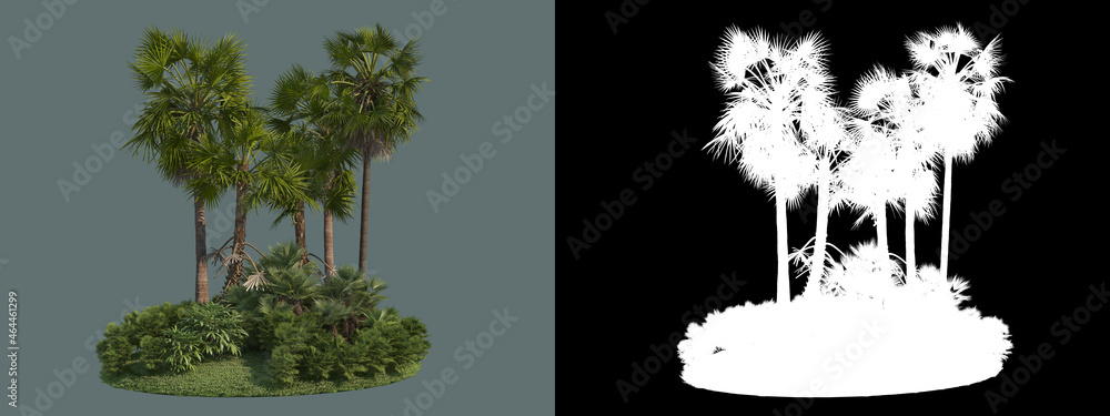 Fototapeta premium Trees and shrubs of various types and sizes. 