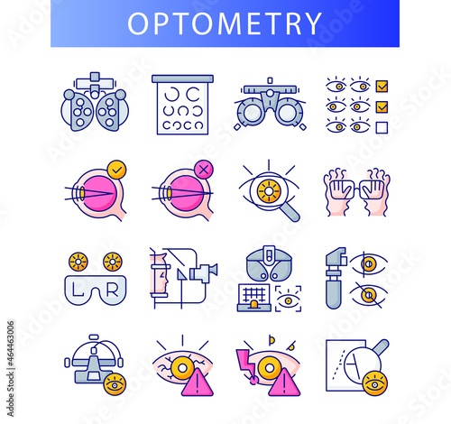 Optometry (visual acuity tables). Line icon concept