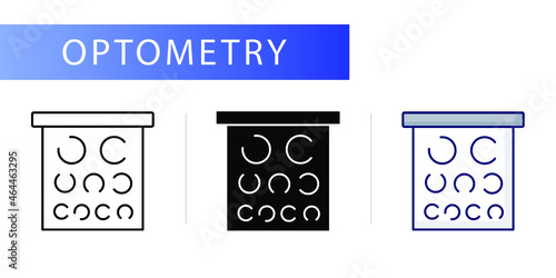 Optometry (visual acuity tables). Line icon concept