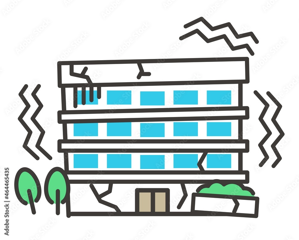 Obraz premium 様々な災害のアパート、マンションのベクターイラスト素材／アイコン／家／リフォーム