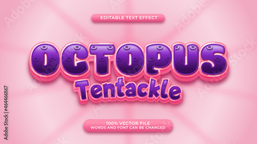 editable text effect. octopus tentackle cute cartoon style. illustrator eps vector file. editable word and font photo