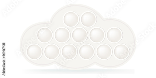 Popit cloud as a fashionable silicon fidget toys. Antistress toy for fidget in pastel rainbow colors. Bubble sensory popit toy. Vector illustration isolated on a white background.