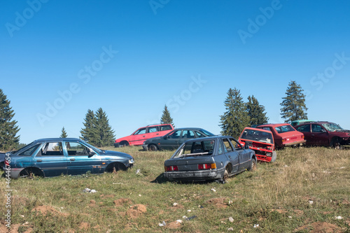  Auto waste with lots of cars waiting for transportation