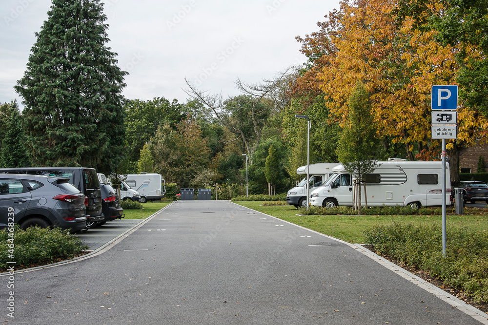 camping cars on a camper site in Hoch Elten in germany in autumn camping cars on a camper site in Hoch Elten in germany in autumn