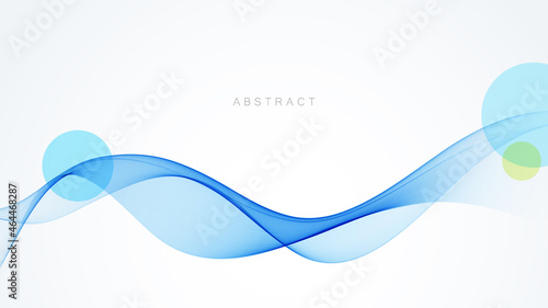 Abstract blue lines on a white background. Curved wavy line, smooth stripe. Design element.
