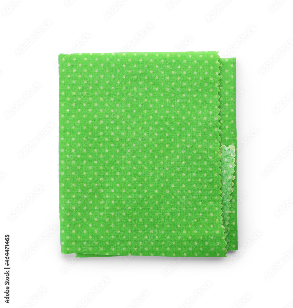 Green reusable beeswax food wrap on white background, top view Green reusable beeswax food wrap on white background, top view