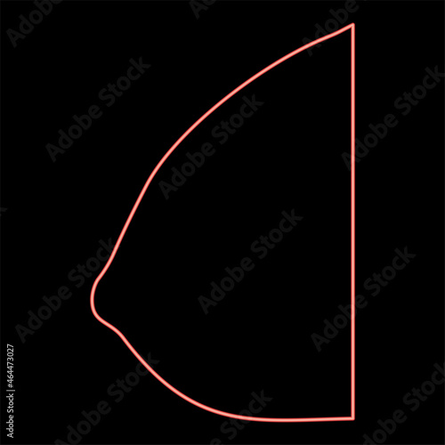 Neon female breast red color vector illustration flat style image