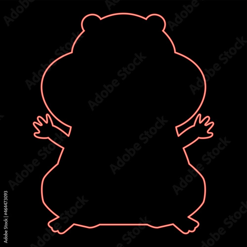 Neon hamster silhouette red color vector illustration flat style image
