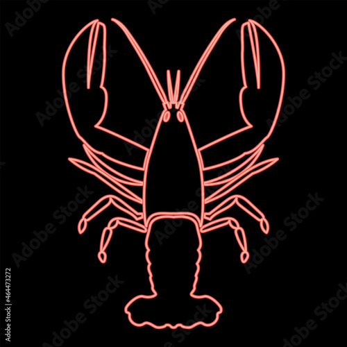 Neon craw fish red color vector illustration flat style image