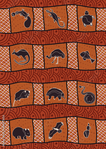 Vector aboriginal artwork with animals