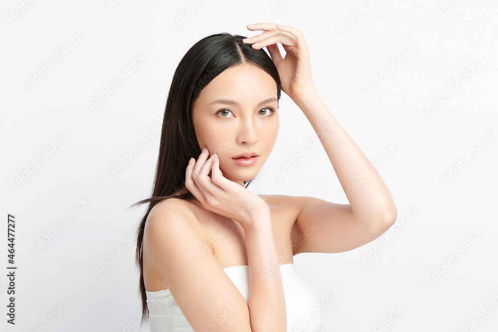 Beautiful young asian woman with clean fresh skin on white background, Face care, Facial treatment, Cosmetology, beauty and spa, Asian women portrait. Beautiful young asian woman with clean fresh skin on white background, Face care, Facial treatment, Cosmetology, beauty and spa, Asian women portrait.