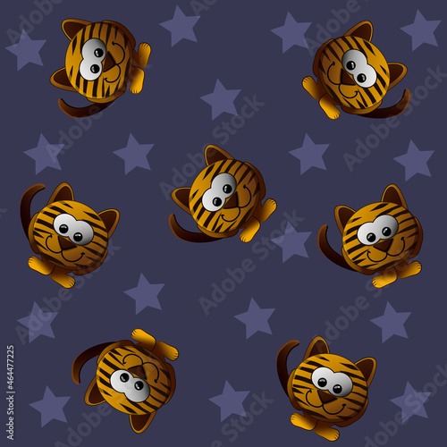 TIGER seamless pattern on a blue background  ideal for gift wrapping decor  box design  print on fabric  greeting cards