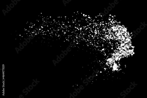 White splashes isolated on black background. Abstract vector explosion. Digitally generated image. Illustration, EPS 10.