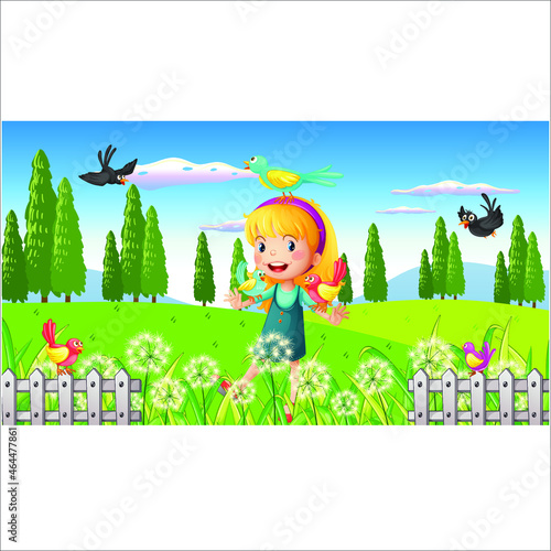 Panorama landscape natural backgrounds of spring season. background illustration