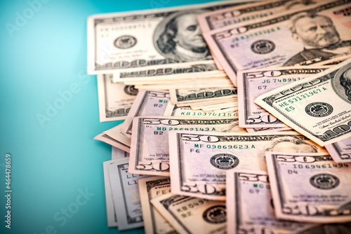 Dollar banknotes close up. Americans dollars macro shooting. Inflation concept.