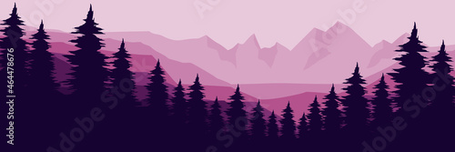 morning at mountain landscape vector illustration good for wallpaper, background, backdrop, web banner, blog, web background, and design template