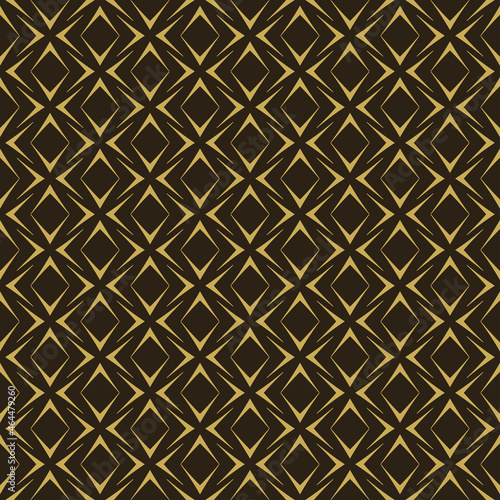 Background pattern with simple with simple golden elements on black background. Seamless background for wallpaper, textures. Vector illustration.