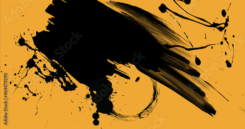 Abstract background wallpaper ink brush artwork _Zen Orange	
