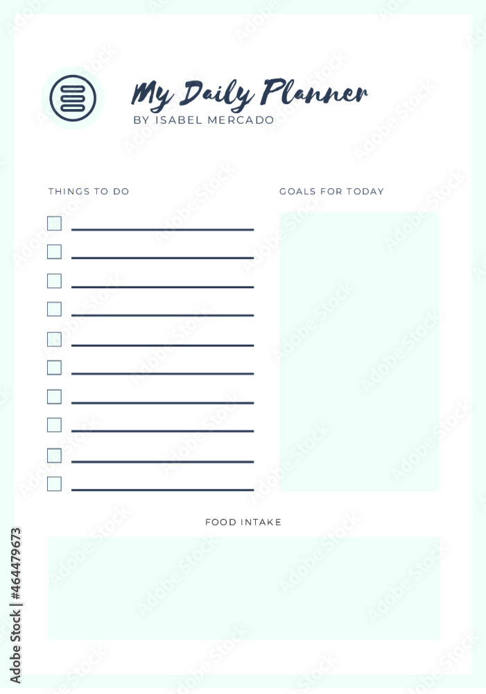 Aqua and White Simple Blocks Daily Planner