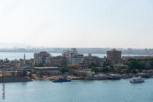 Landscape of the Suez Canal, Egypt.
