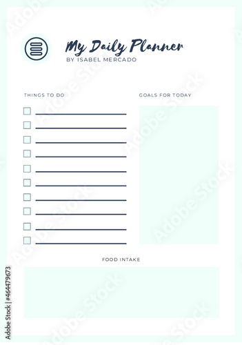 Aqua and White Simple Blocks Daily Planner