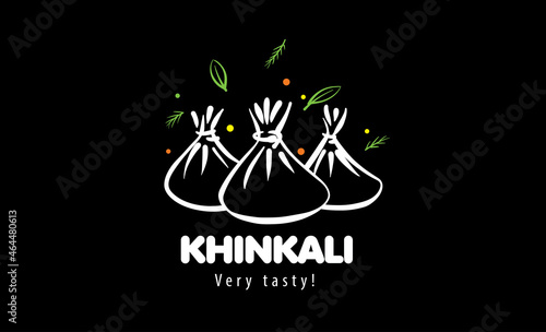 Vector logo with drawn dumplings on a black background