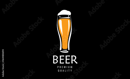 Vector logo with a drawn beer mug on a black background