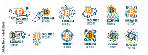 Vector logo of cryptocurrency. Exchange bitcoin for money