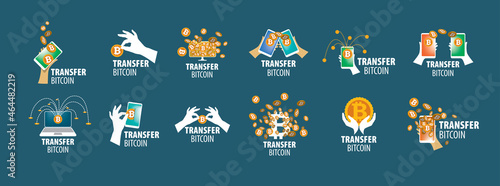 Vector logo of cryptocurrency. Bitcoin money transfer