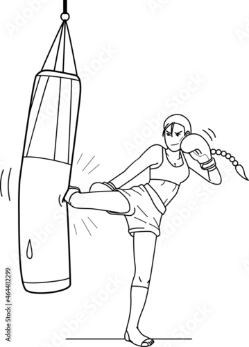 sport woman was cardio by kick boxing