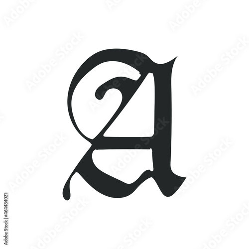Gotic Letter Icon Silhouette Illustration. Calligraphy Font Vector Graphic Pictogram Symbol Clip Art. Doodle Sketch Black Sign.