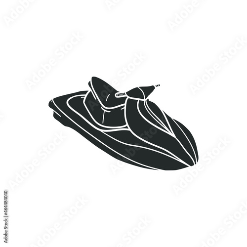 Jet Ski Icon Silhouette Illustration. Sport Extreme Water Vector Graphic Pictogram Symbol Clip Art. Doodle Sketch Black Sign.