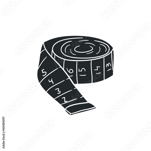 Measuring Tape Icon Silhouette Illustration. Length Measurement Vector Graphic Pictogram Symbol Clip Art. Doodle Sketch Black Sign.