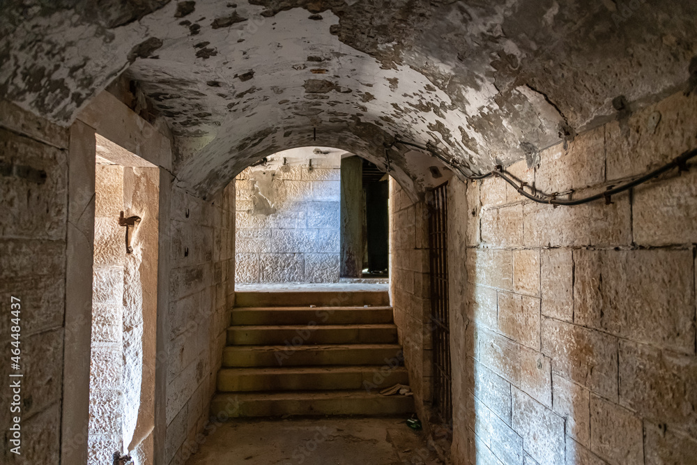 Obraz premium Fort Benedetto, Part of the Barbariga Defence Groupin Istria. Forno Fortress is a coastal fortress located in Barbariga, which the Austrian Navy built in 1904 to protect its main port.