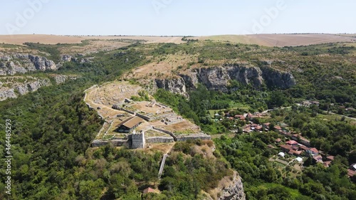 Aerial view of Ruins of medieval fortificated city of Cherven from period of Second Bulgarian Empire, Ruse region, Bulgaria photo