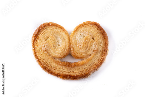 Palmier puff pastry isolated on white background	 photo