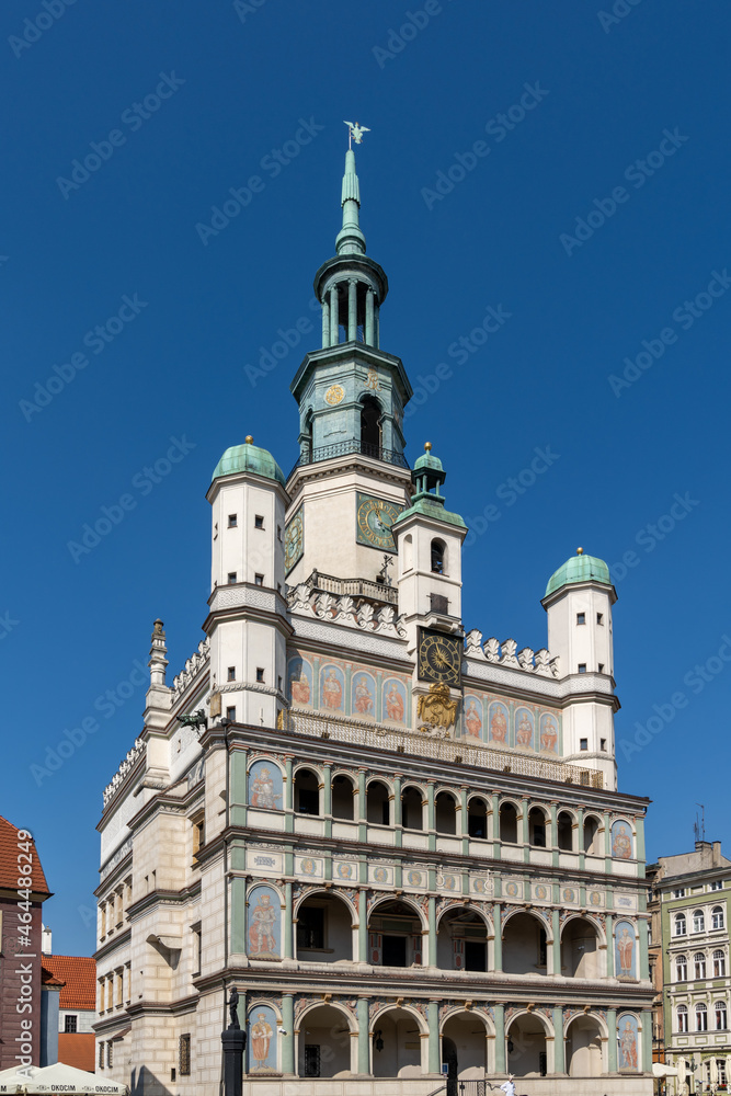 view of the historic city hall building in the Old Town Ring of Poznan
