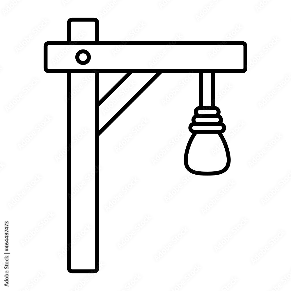 Fototapeta premium Hanging Rope Noose Concept, Haunted House Horror Vector Line Icon Design, Halloween costume Symbol, Holiday Celebrations Sign, Saints Eve festivals Stock illustration