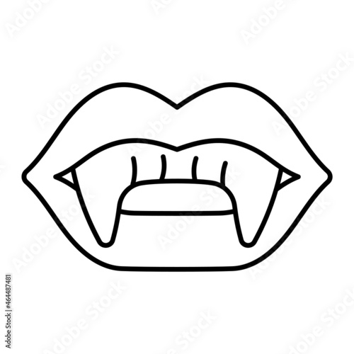 Bloody mouth and teeth of Vampire Concept Vector Line Icon Design, Halloween costume Symbol, Holiday Celebrations Sign, Saints Eve festivals Stock illustration