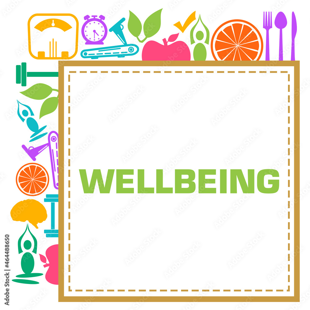 Wellbeing Health Symbols Colorful Surrounded Corner 