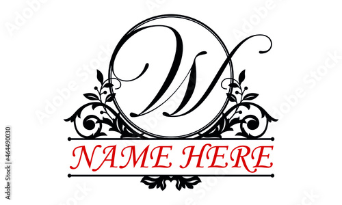 W Alphabet round letter frame abstract monogram vector logo template
